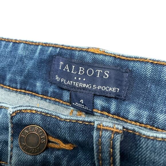 Talbots Women's Simply Flattering 5 Pocket Blue Jeans Frayed Hem Size 4 EUC - Picture 4 of 6